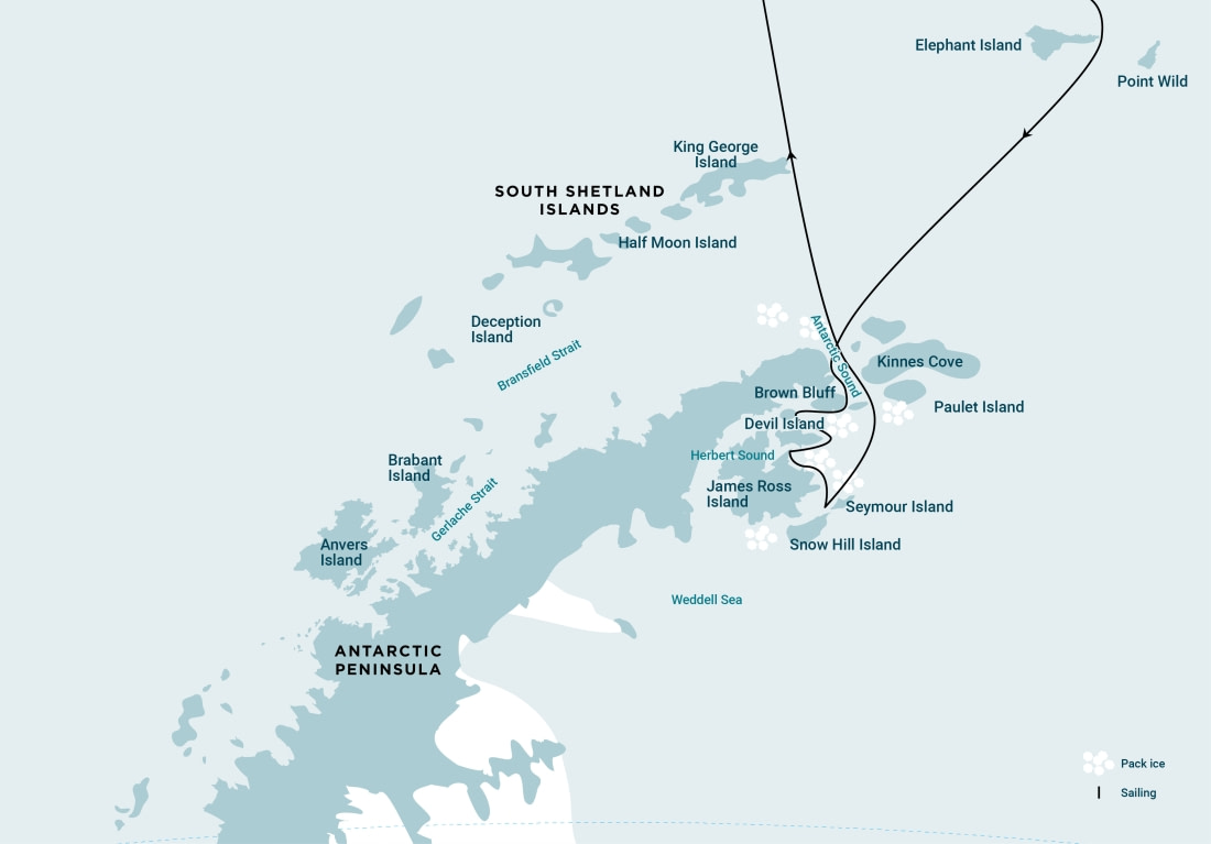 Antarctica route map