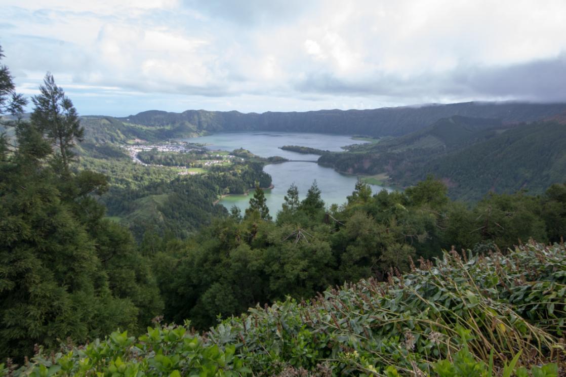  A photograph of a huge caldera which is the Sete Citades volcano on Sao Miguel, geology tour of the Azores, GeoWorld Travel