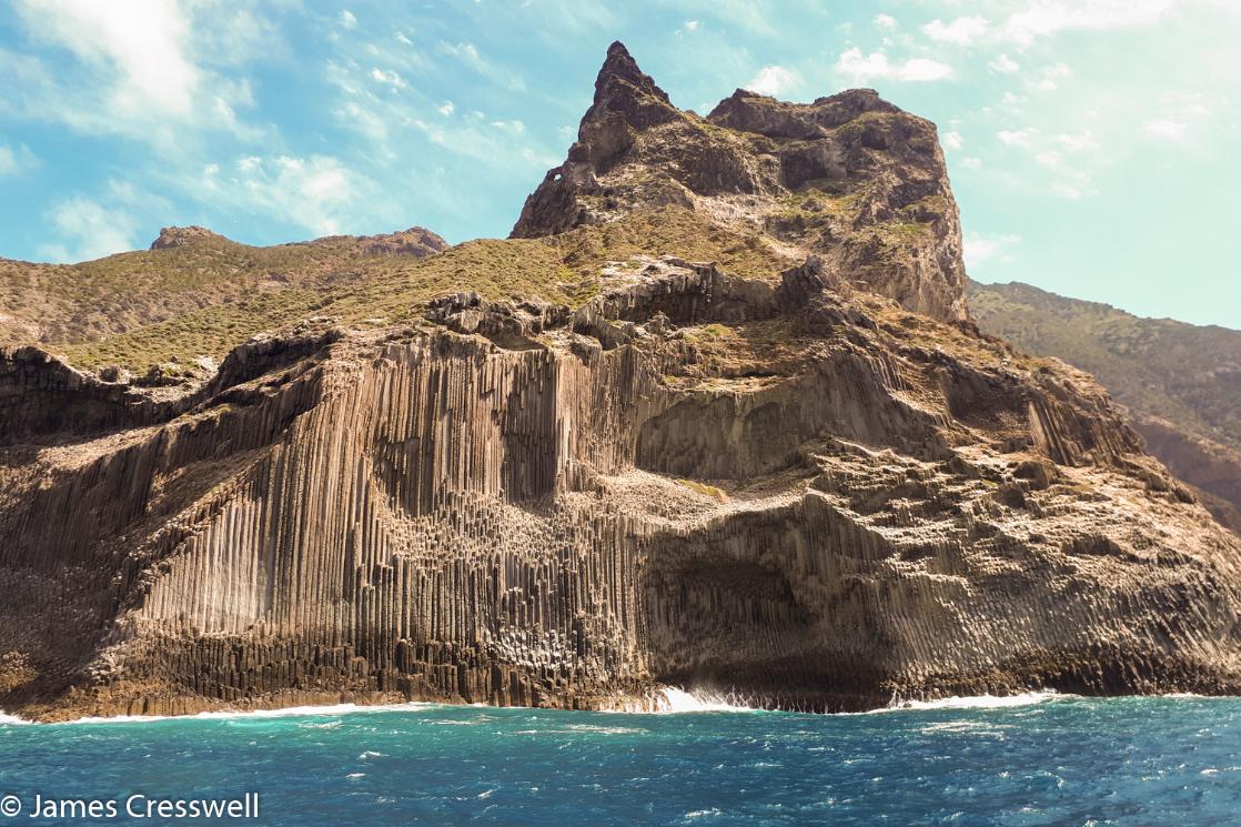 A photograph of Los Organos columnar jointing, La Gomera
