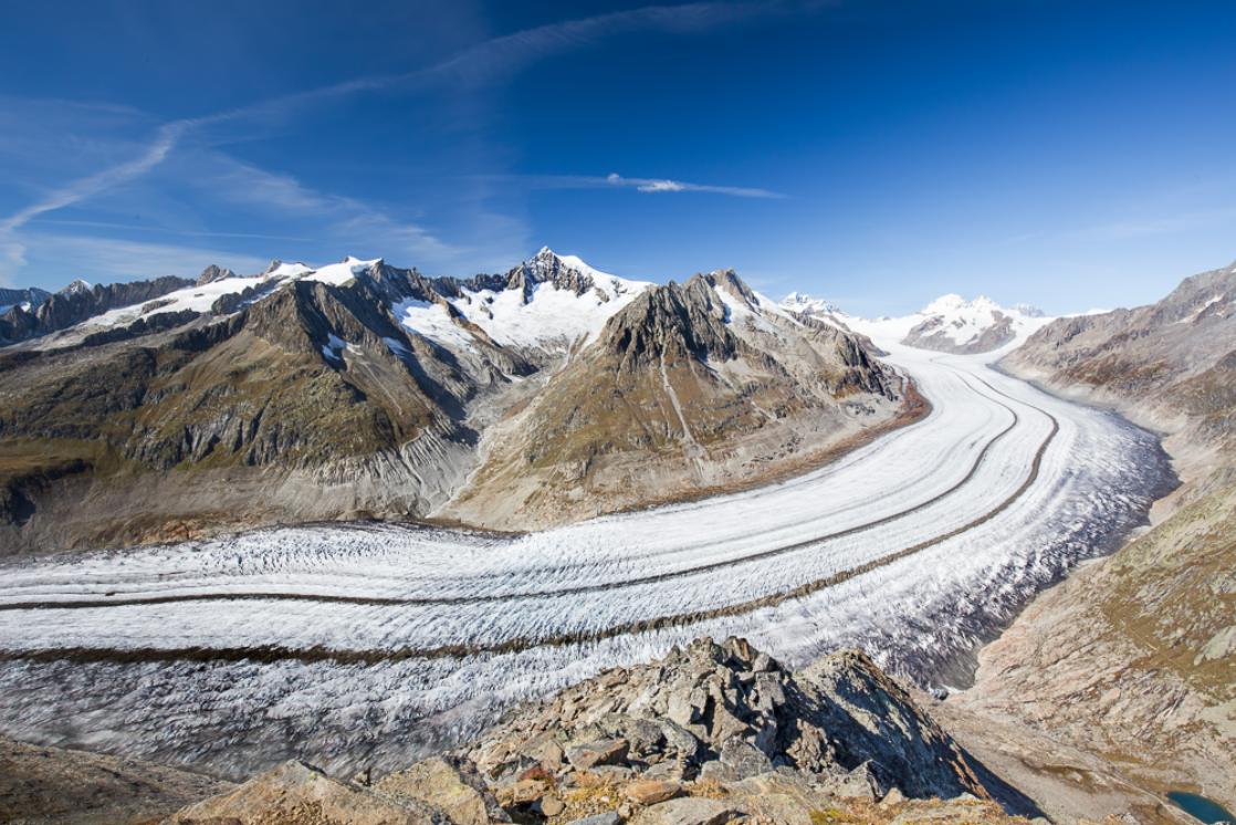 A photograph of the Aletsch glacier in Switzerland