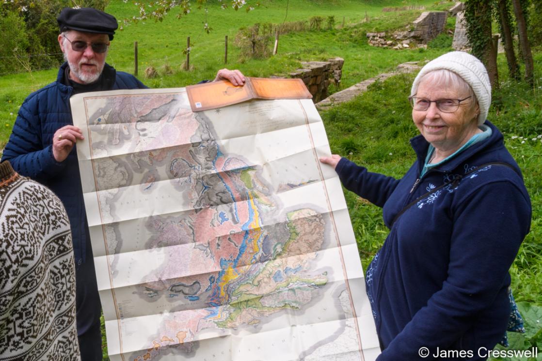 A photograph of William Smith's geological map at Combe Hay  taken on a GeoWorld Travel geology tour and holiday of England and Wales