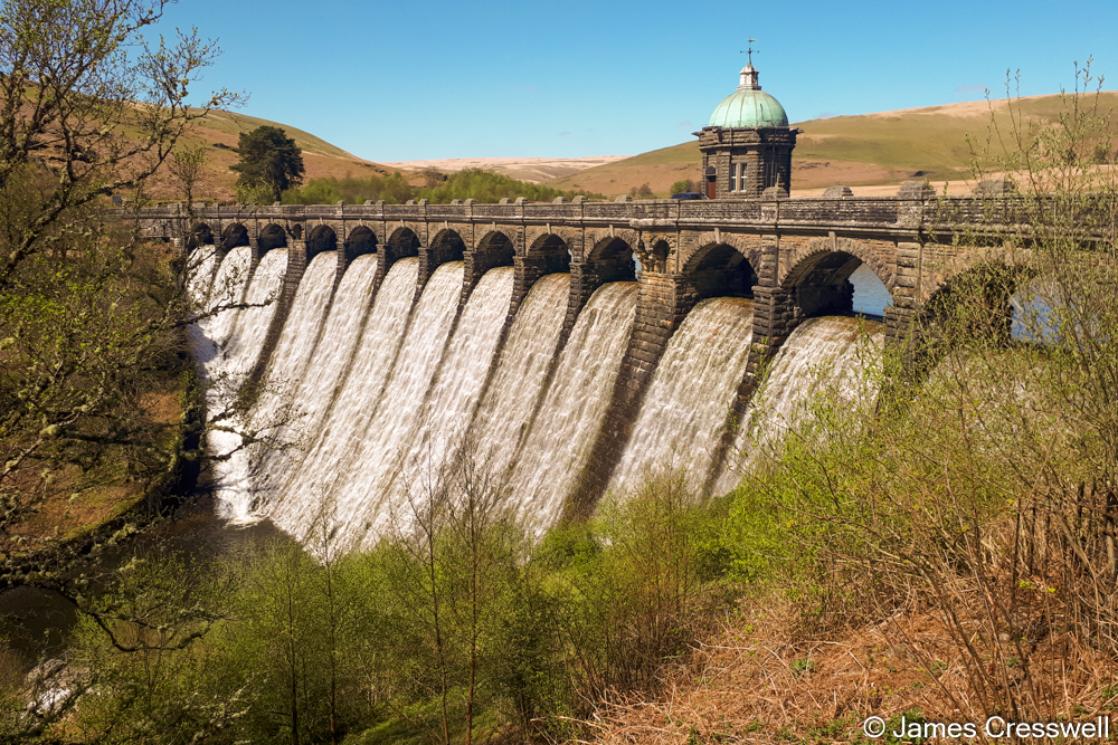A photograph of Craig Goch dam in the Elan Valley, taken on a GeoWorld Travel geology trip, tour and holiday of Wales