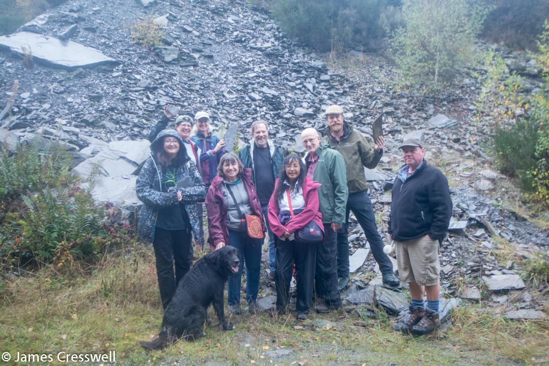 A photograph of  a GeoWorld Travel group at the Hunsruck shale,  taken on a GeoWorld Travel Germany geology trip, tour and holiday