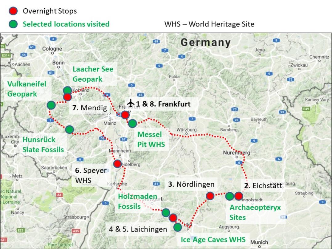 Germany geology holiday route map