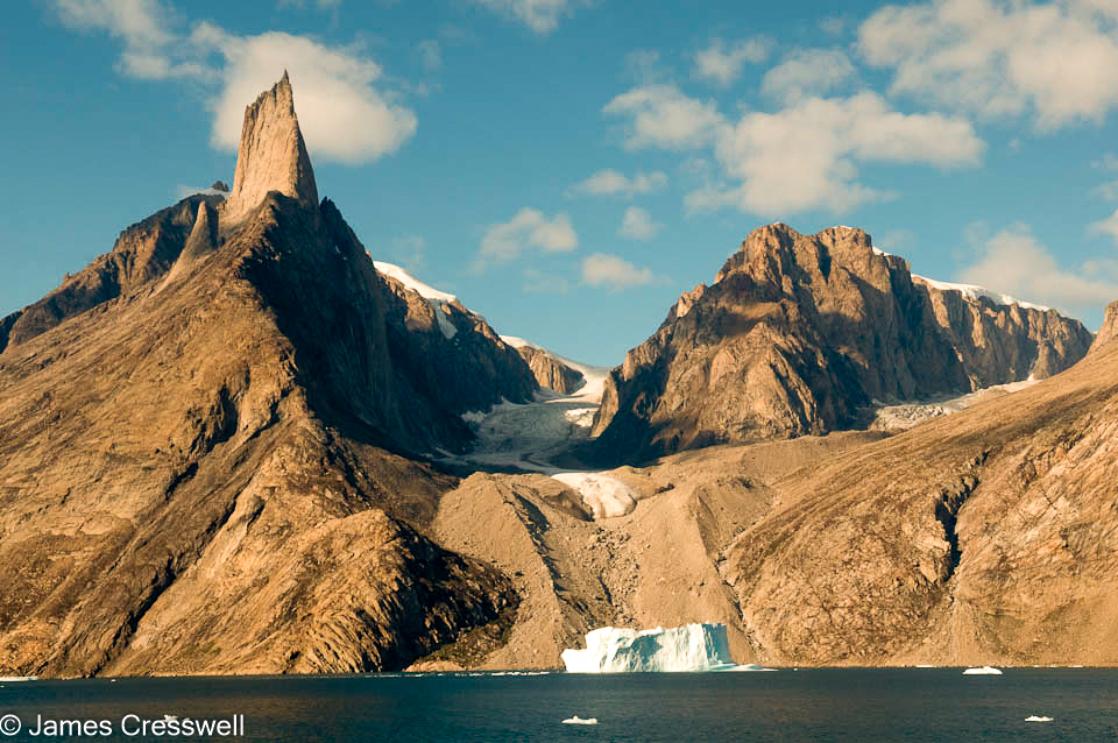 A photograph of Grundtvigskirche in Øfjord, Scoresby Sund, east Greenland, taken on a PolarWorld Travel polar expedition cruise