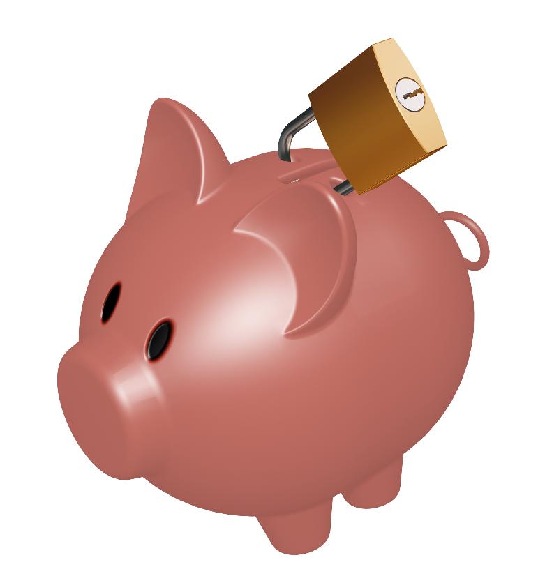 An image of a locked piggy bank
