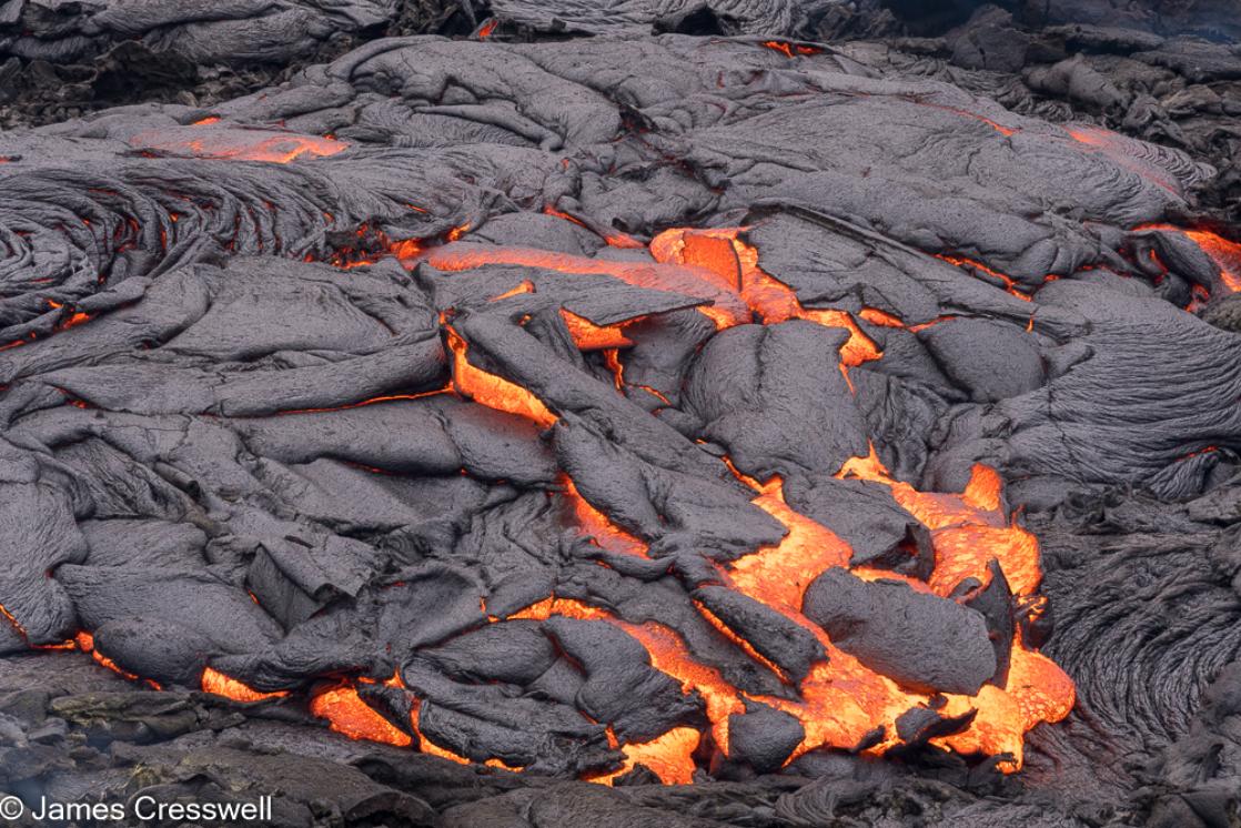 Red hot lava at Fagradalsfjall volcano
