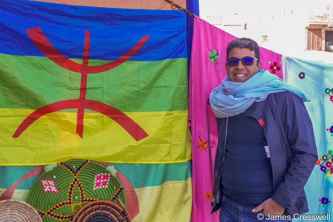 GeoWorld Travel driver Youssef with the Berber flag