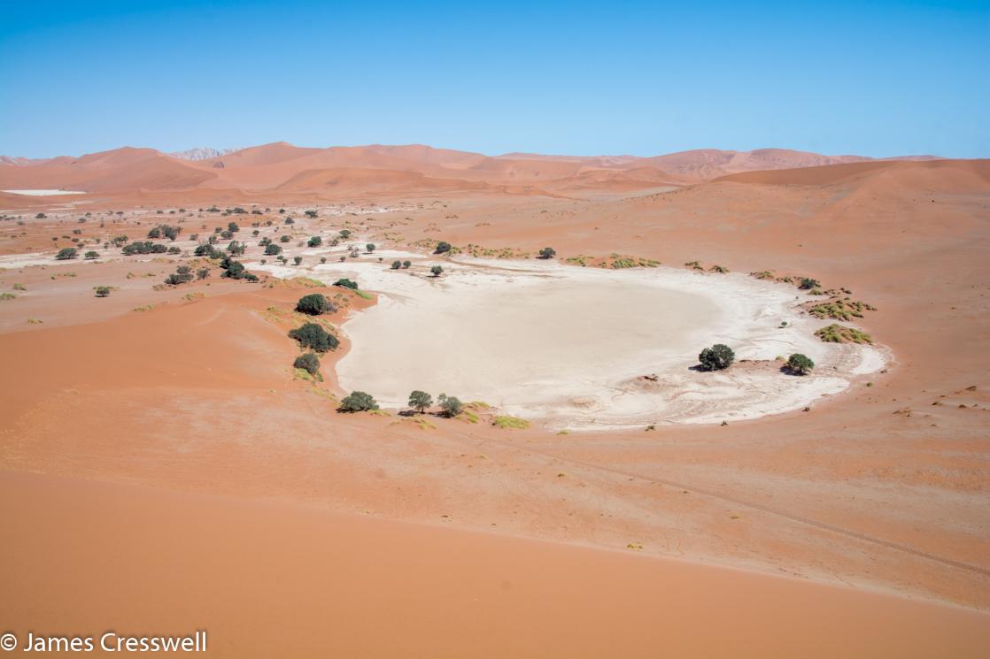 A photograph of the Soussusvlei Pan, taken on a GeoWorld Travel Namibia geology trip, tour and holiday