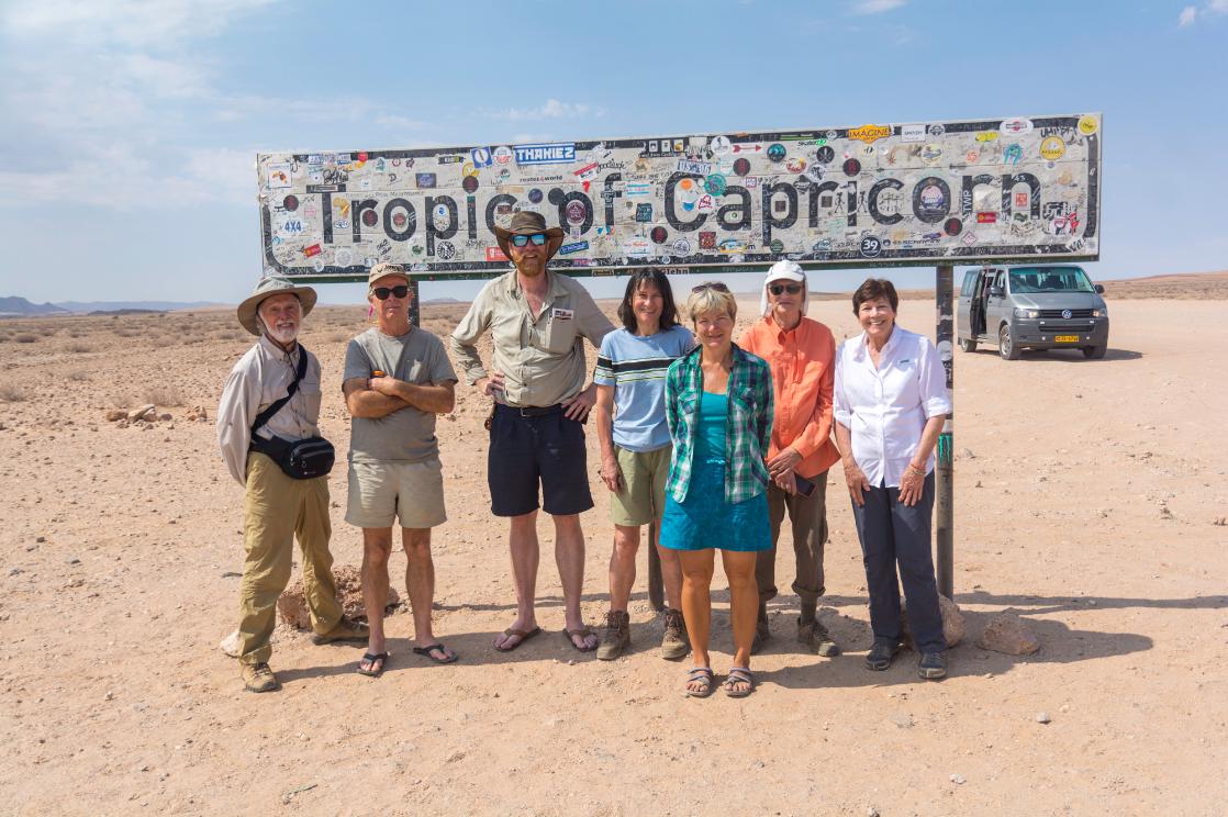 A GeoWorld Travel group on the Tropic of Capricorn, Namibia