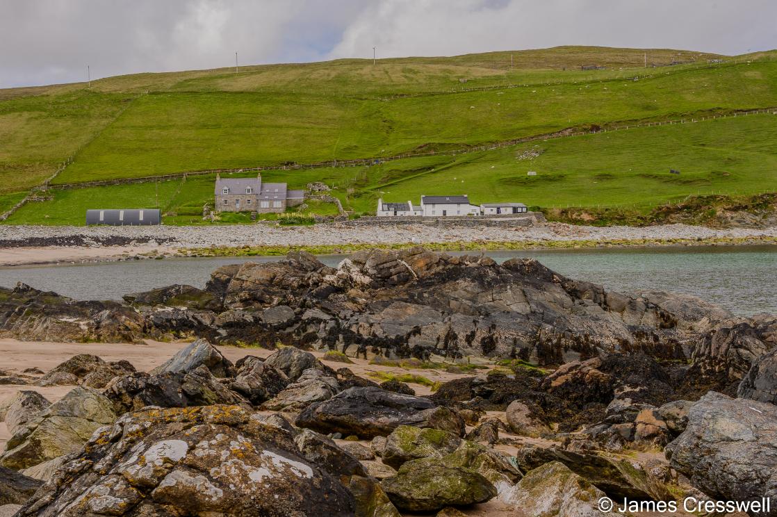 A photograph of Norwick Beach, Unst, Geopark Shetland