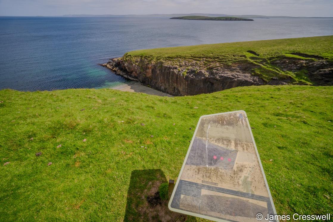 A photograph of The Walls Boundary Fault near Ollaberry,