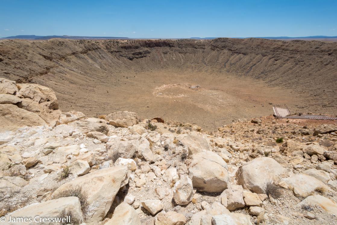 A photograph of Meteor Crater, taken on a GeoWorld Travel USA geology trip, tour and holiday