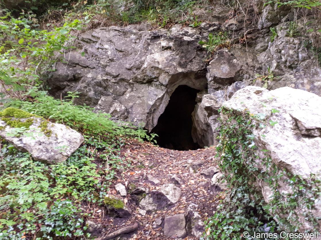 A cave entrance in Dinas Rock
